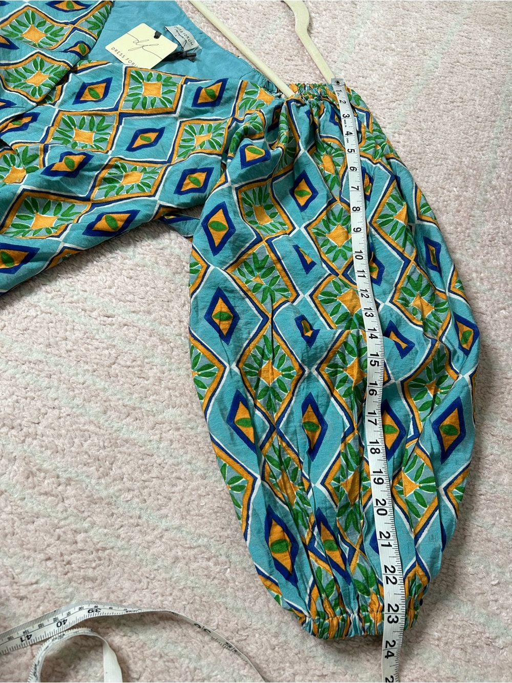 Dress Forum Aqua and Green Geometric Wrap Mini Dress Size Large NWT Vacation - Picture 13 of 14
